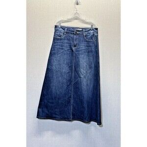 CINDY H Blue Denim A-Line Maxi Ankle Length Classic Skirt T42/US12